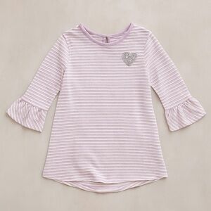 Garanimals Ruffle Sleeve Purple White Sparkle Striped Blouse With Heart